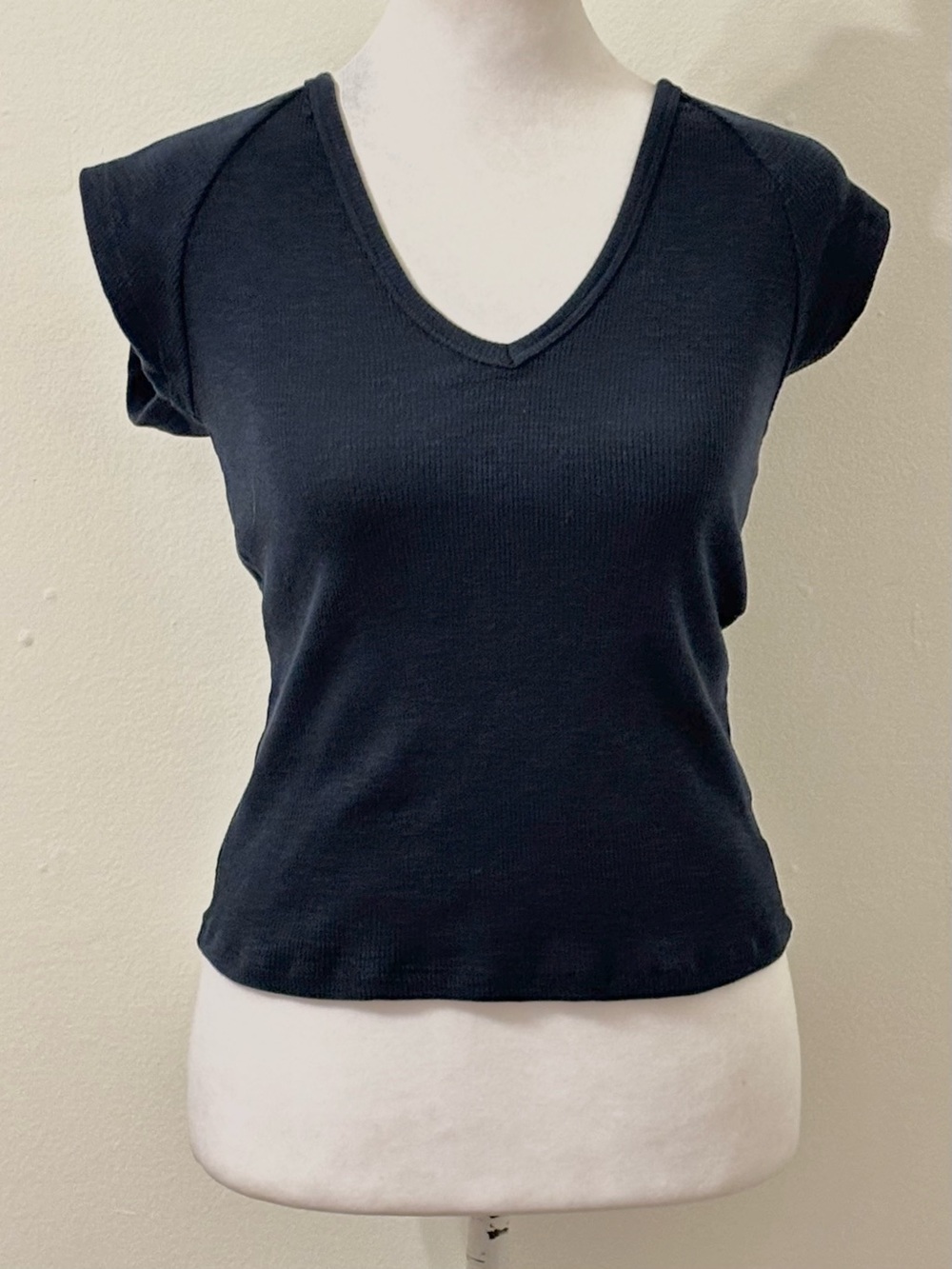 Sanctuary Heritage Navy Blue Raglan Sleeve V-Neck Top Size S